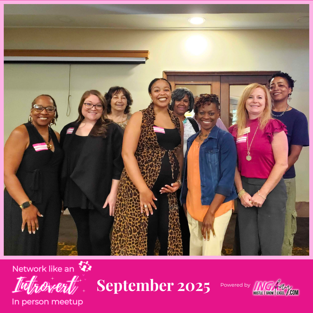 Network Like An Introvert September 2025 attendees. There are 9 female business owners in this picture.
